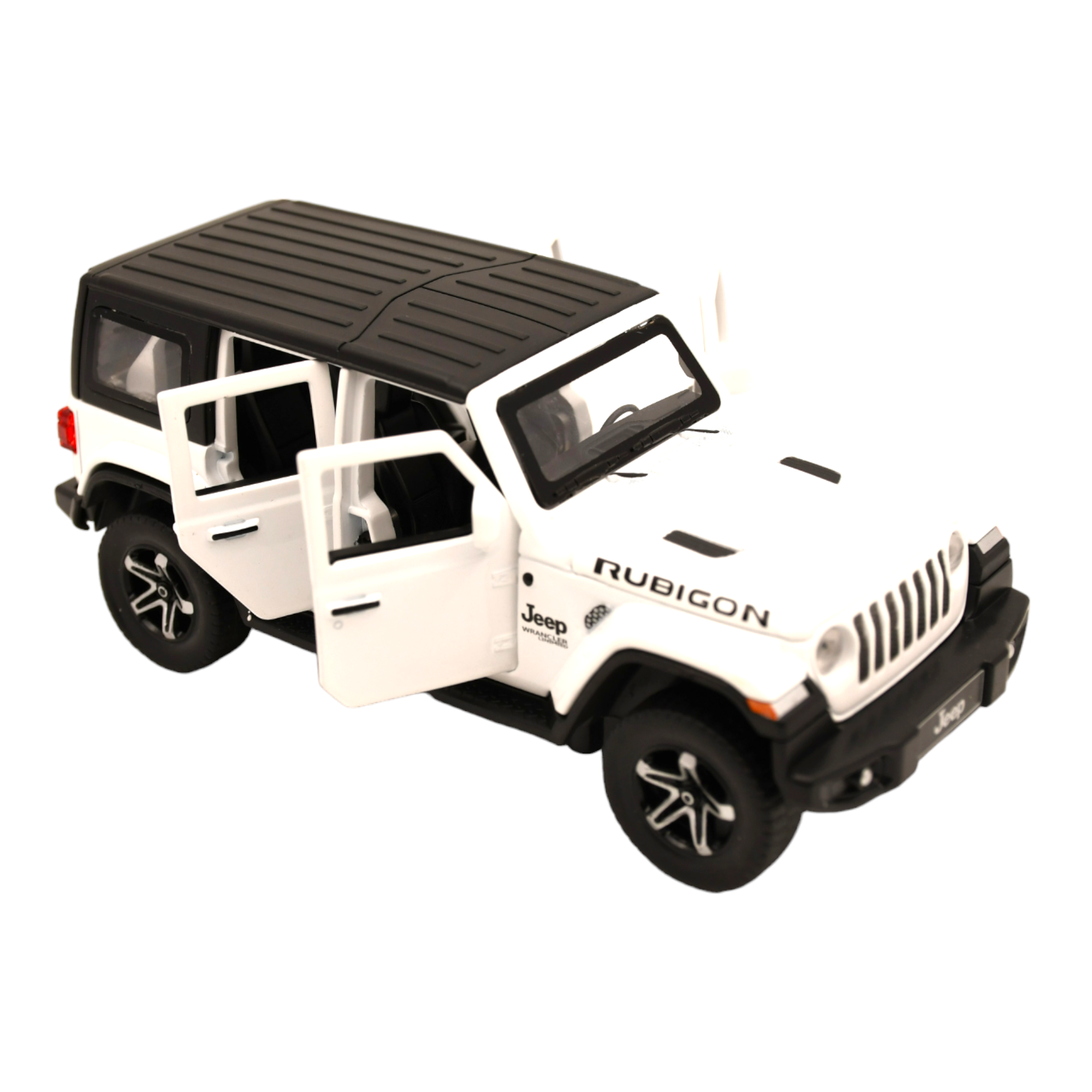 Smily Buds - Red Die Cast Jeep Wrangler Rubicon Diecast Vehicles Toys for Kids Openable Doors Blinking Light & Music Car Jeep Toys - White