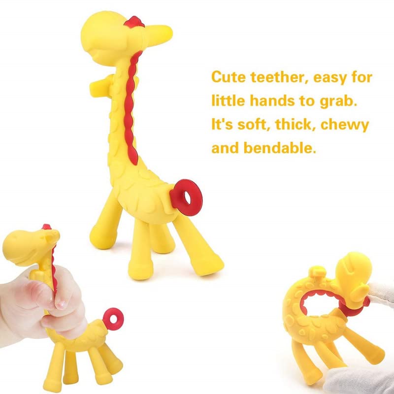 Smily Buds Giraffe Shape Food Grade| BPA Free Silicone Teething Soft Teether for Baby Teether