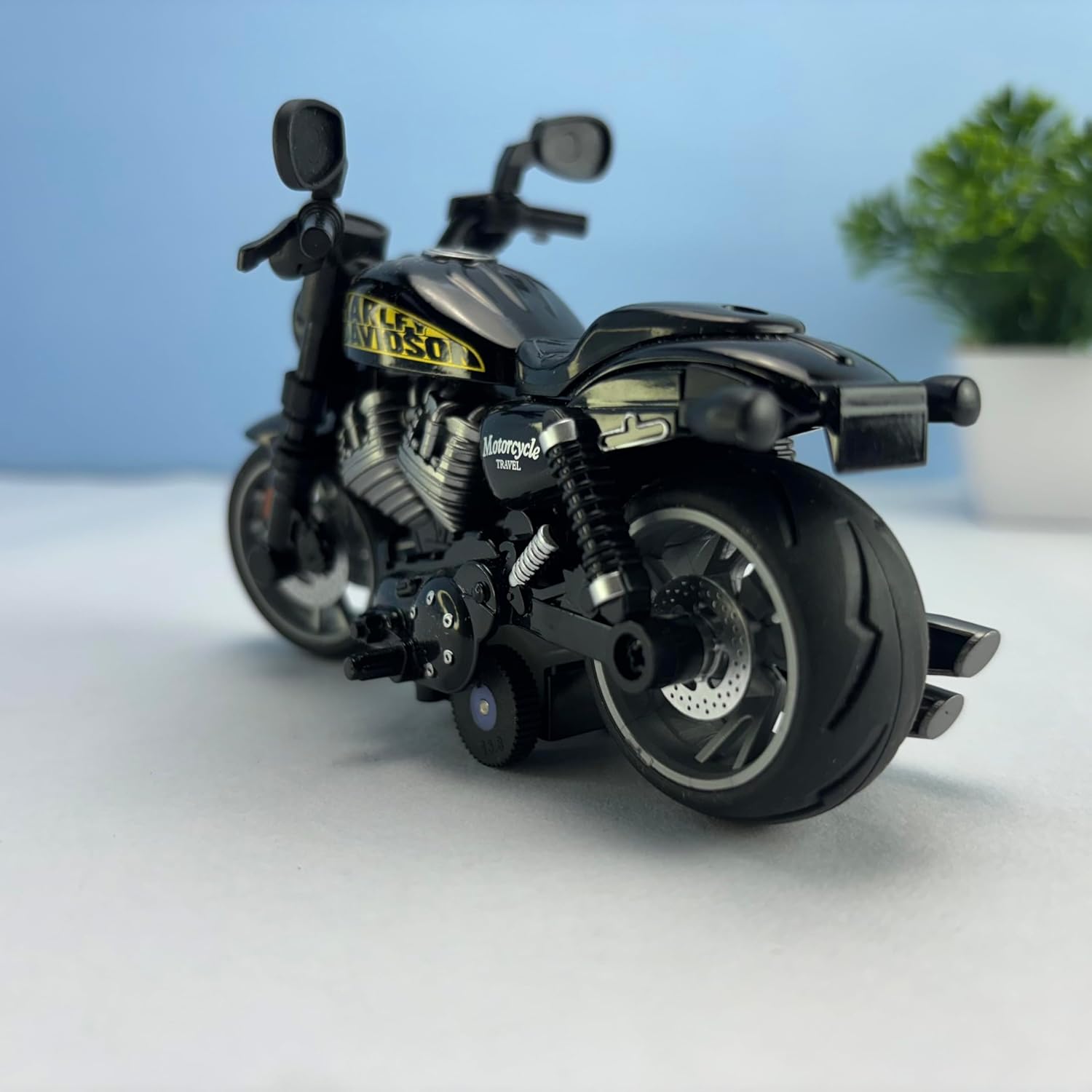 Smily Buds - 1:14 Scale Die-Cast Bike Pull Back Motorbike with Moving Handle Motorcycle Toy for Kids Birthday Gift Boys