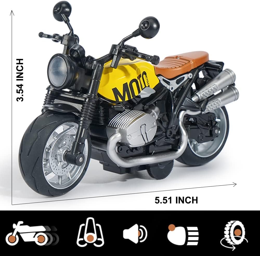 Smily Buds - 1:14 Scale Die-Cast Bike Pull Back Motorbike with Moving Handle Motorcycle Toy for Kids Birthday Gift Boys