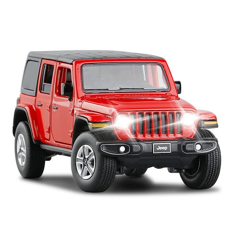 Smily Buds - Red Die Cast Jeep Wrangler Rubicon Diecast Vehicles Toys for Kids Openable Doors Blinking Light & Music Car Jeep Toys