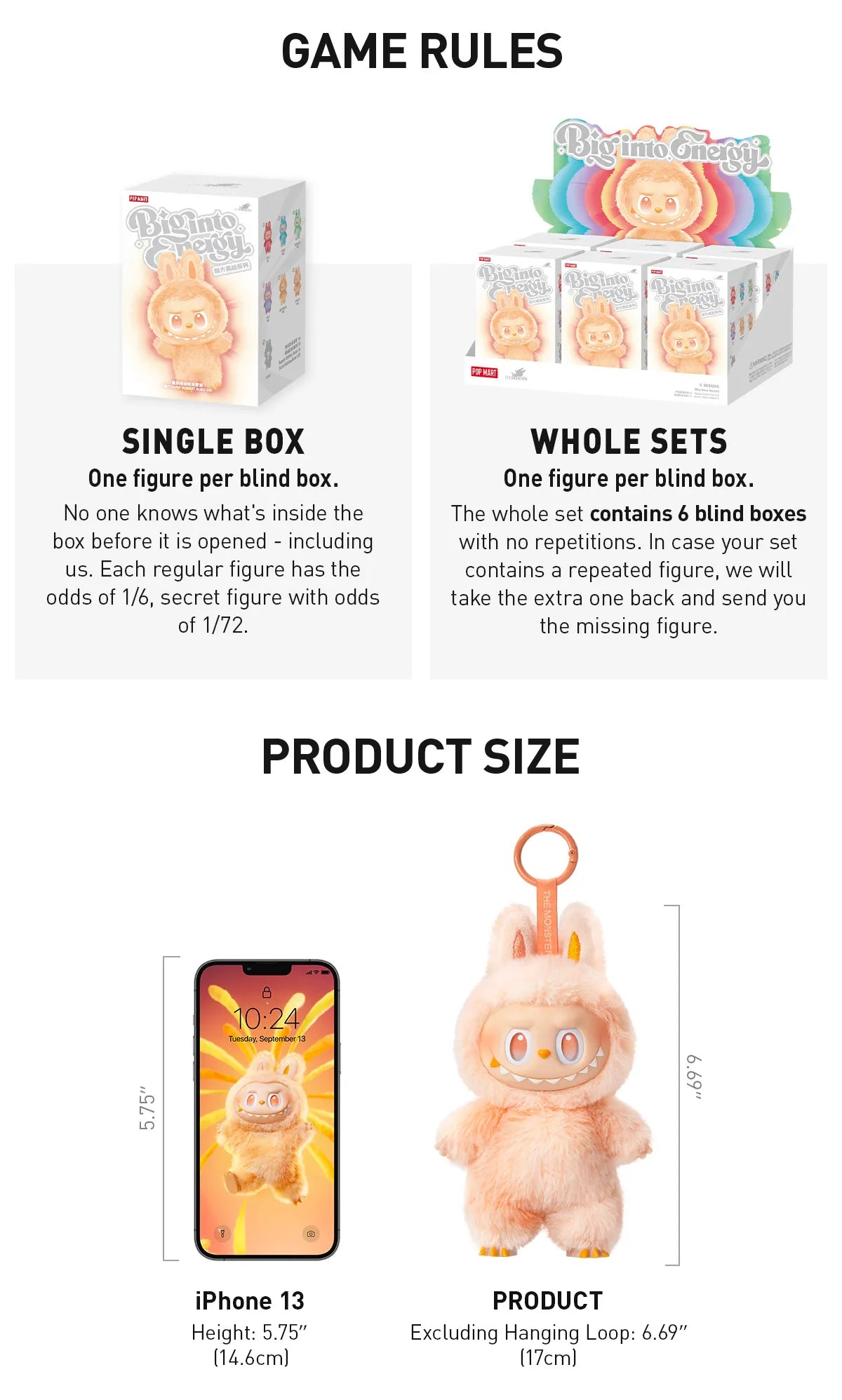 Smily Buds The Monster Big into Energy Series-Vinyl Plush Pendant Blind Box Surprise Color 1 Pcs