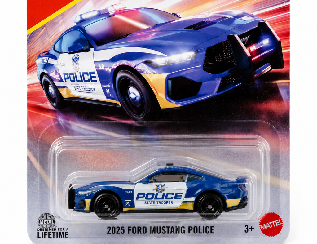 Smily Buds - Matchbox 1:64 Scale 2025 Ford Mustang Police for 3 Years & Above 100/125 (Blue)