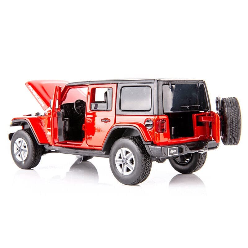 Smily Buds - Red Die Cast Jeep Wrangler Rubicon Diecast Vehicles Toys for Kids Openable Doors Blinking Light & Music Car Jeep Toys