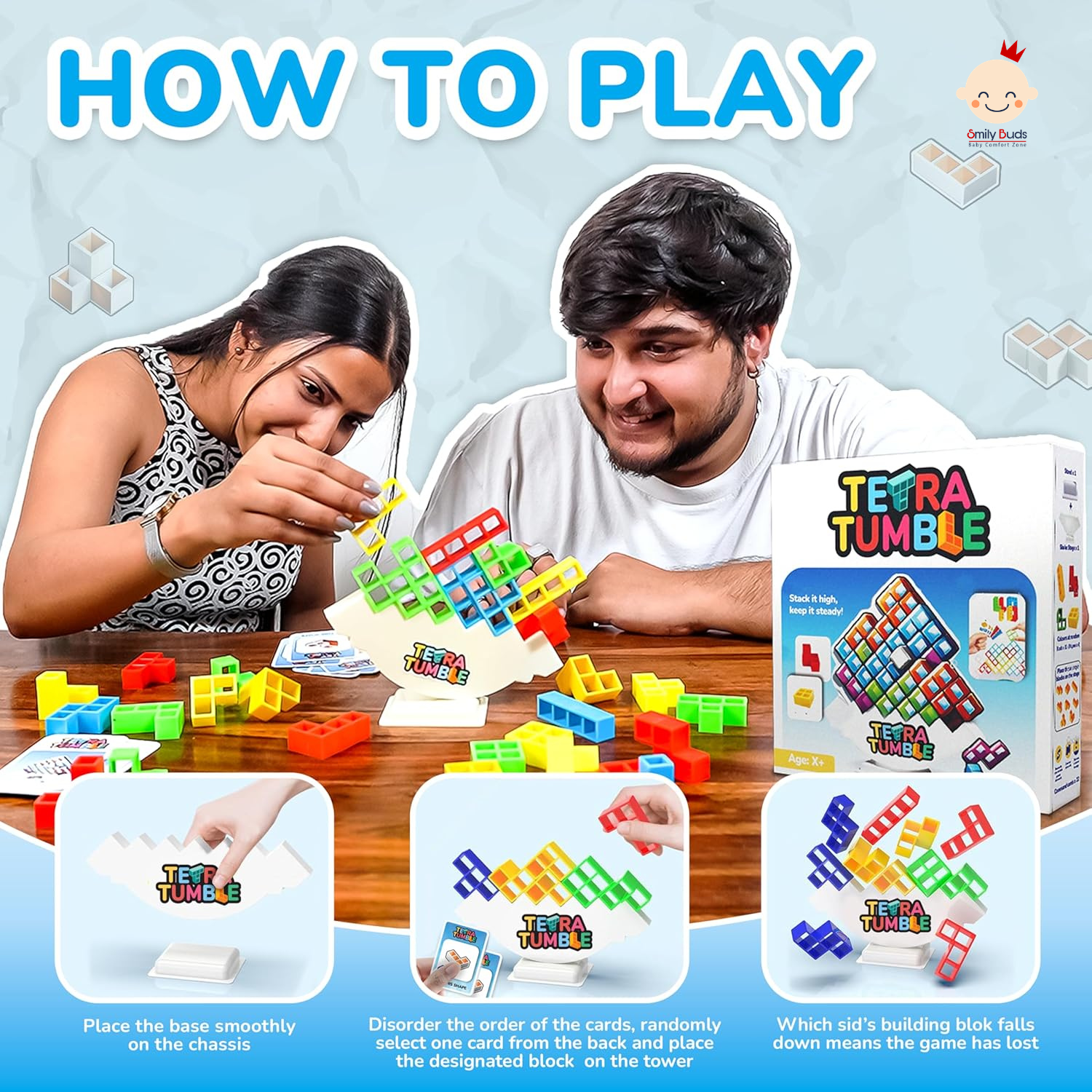 Smily Buds Balance Building Block Game – 32 PCS Colorful Educational Toy for Kids