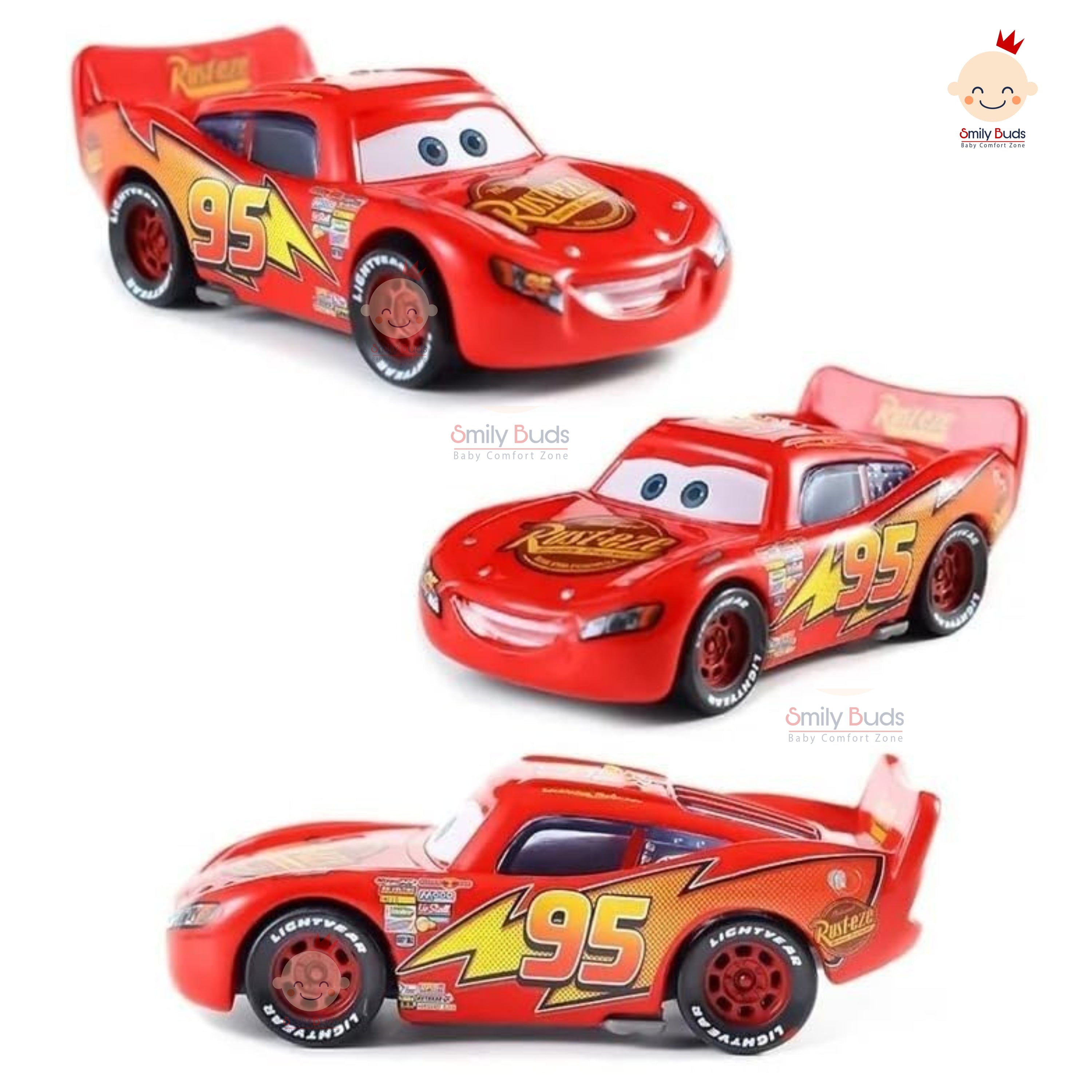 Smily Buds Die-Cast Metal Body MCQueen Disney Car Pull-Back Action, with Lights & Music, Miniature Scaled 1:36