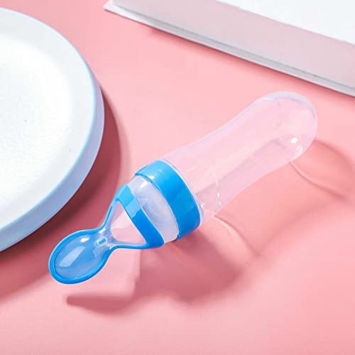 Smily Buds Silicone Squeeze Food Feeder with Feeding Spoon - Blue