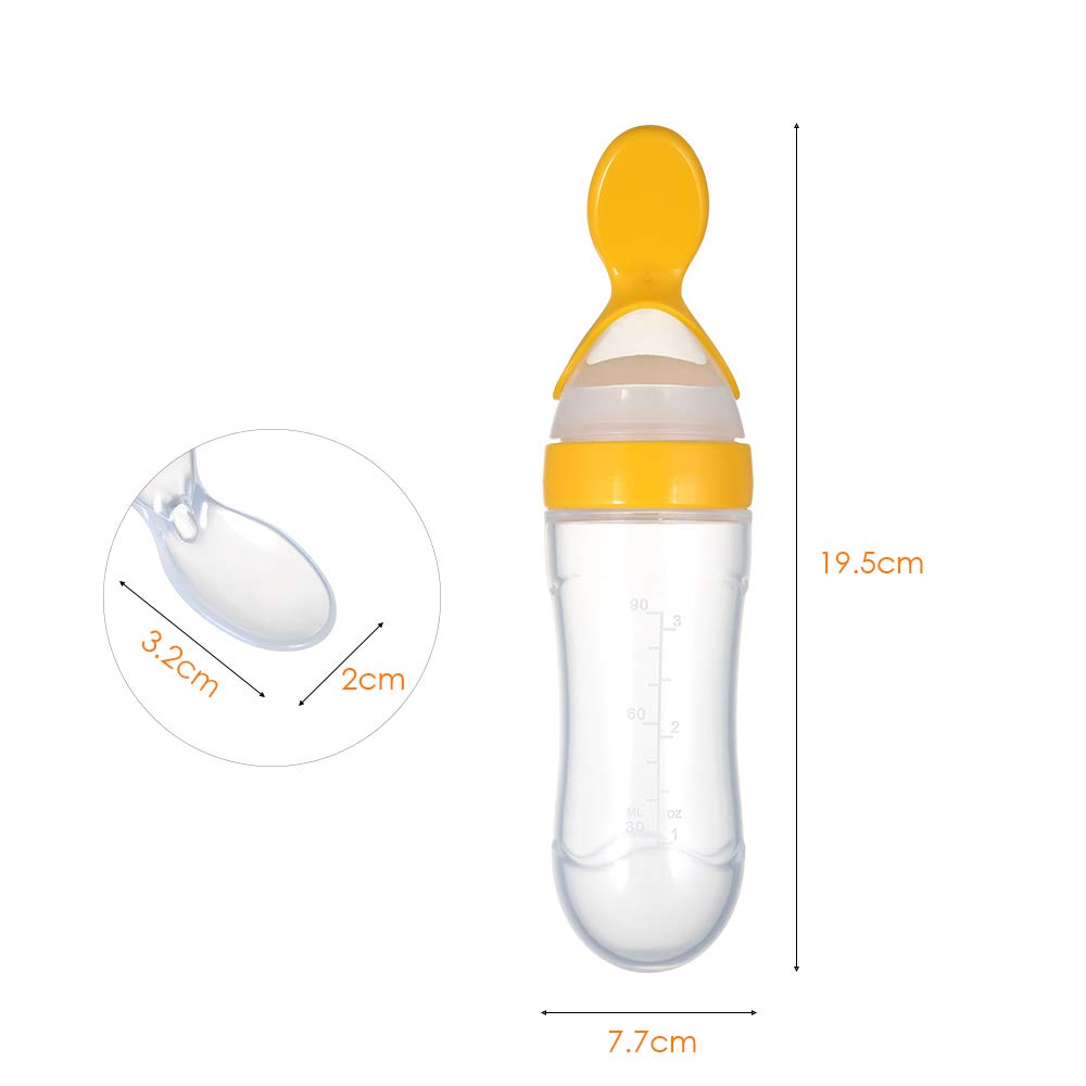 Smily Buds Silicone Squeeze Food Feeder with Feeding Spoon - Yellow