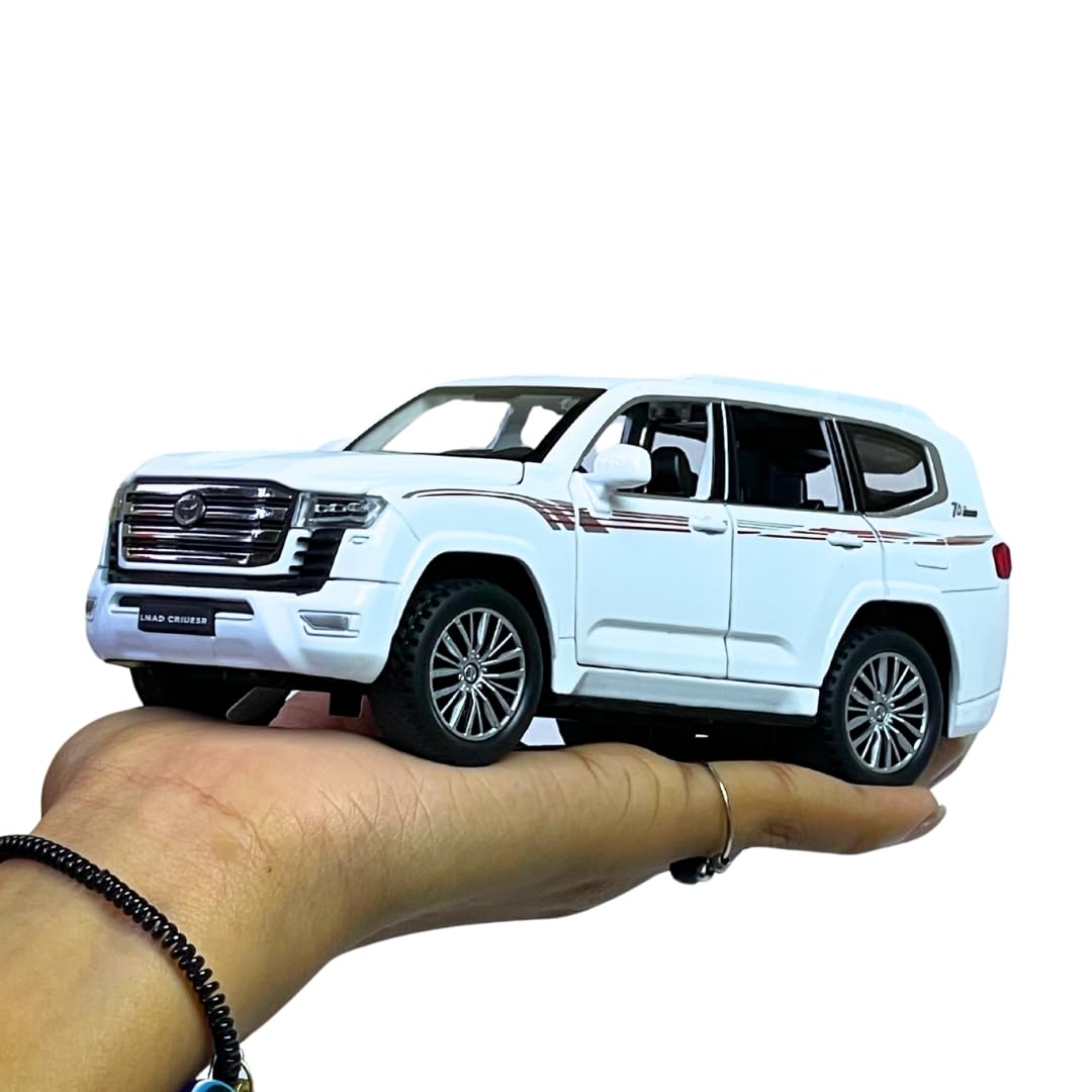 Land Cruiser White Die Cast Metal Toy Car Model die cast car for Kids Boys Girls ‎1:32 Scale