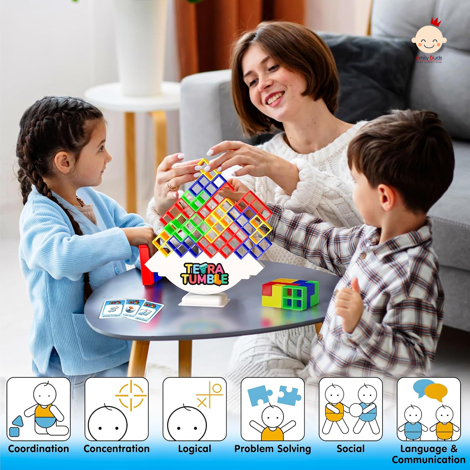 Smily Buds Balance Building Block Game – 32 PCS Colorful Educational Toy for Kids