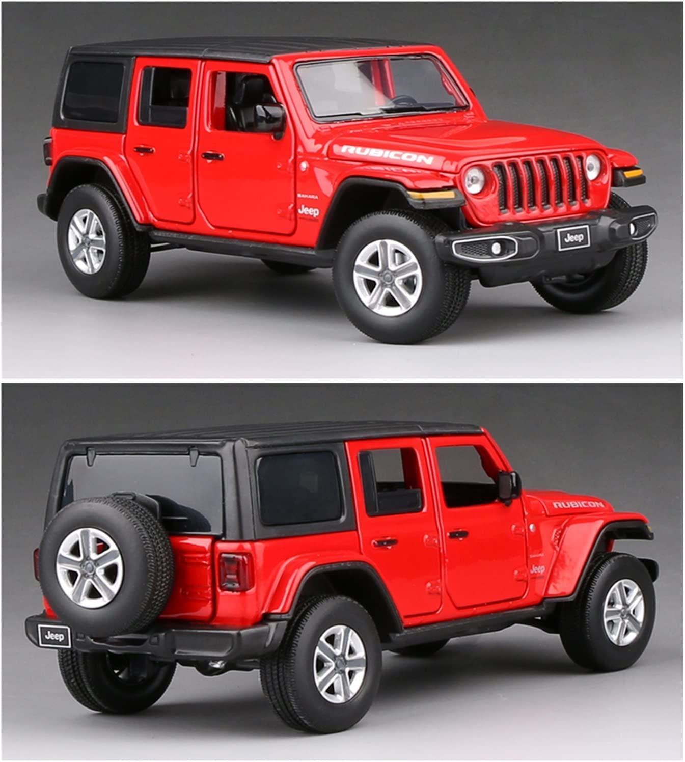 Smily Buds - Red Die Cast Jeep Wrangler Rubicon Diecast Vehicles Toys for Kids Openable Doors Blinking Light & Music Car Jeep Toys