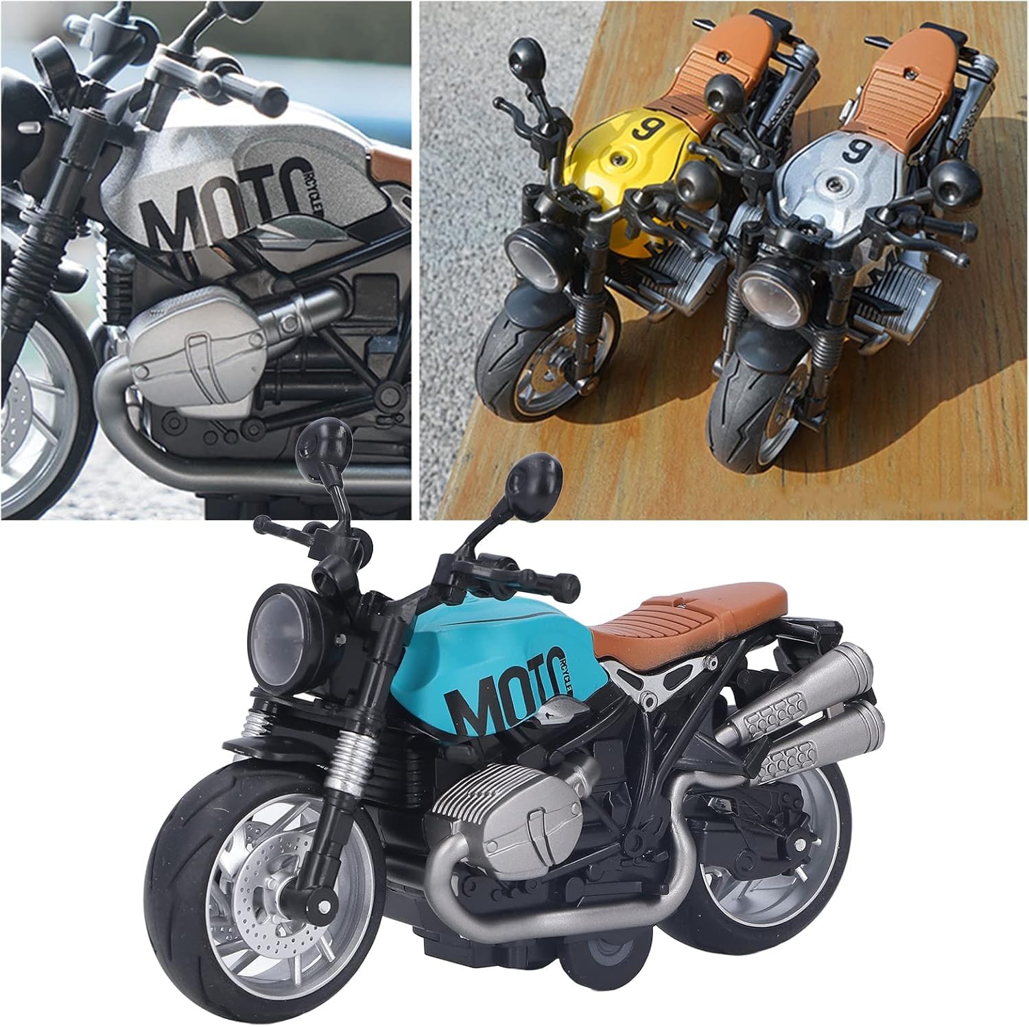 Smily Buds - 1:14 Scale Die-Cast Bike Pull Back Motorbike with Moving Handle Motorcycle Toy for Kids Birthday Gift Boys