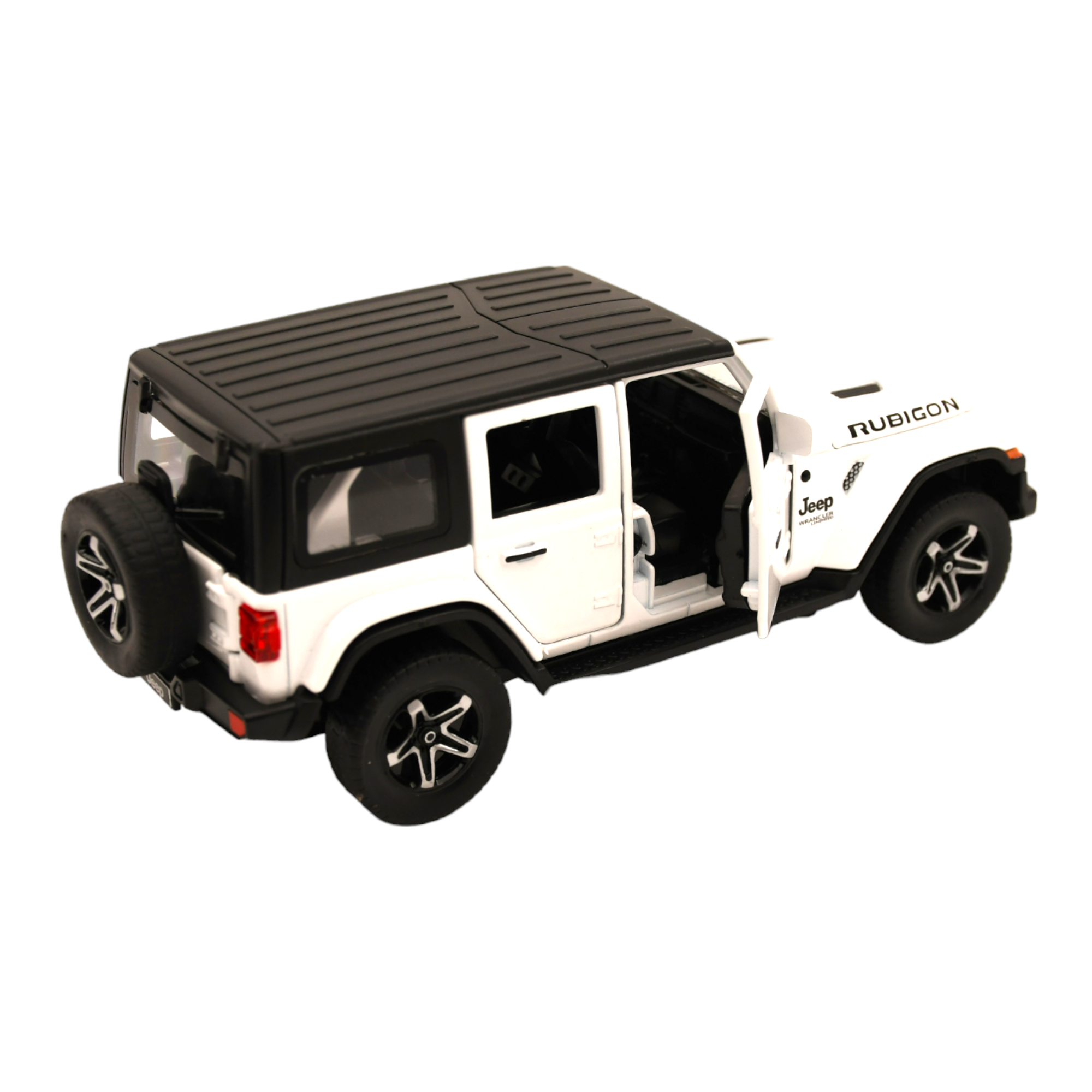 Smily Buds - Red Die Cast Jeep Wrangler Rubicon Diecast Vehicles Toys for Kids Openable Doors Blinking Light & Music Car Jeep Toys - White