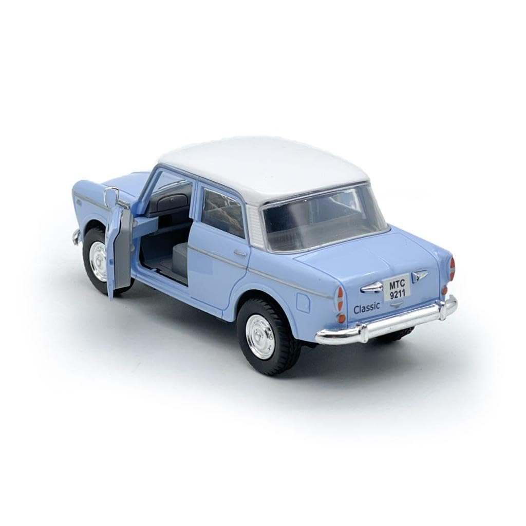 Smily Buds - Queen 70's Classic Toy Cars for Kids Pull Back Openable Doors (Light Blue)