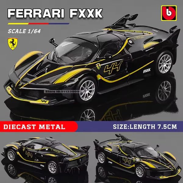 Smily Buds - 1:64 Scale Ferrari Series Model Collection Race Diecast Metal Model Car Black (FXX-K)