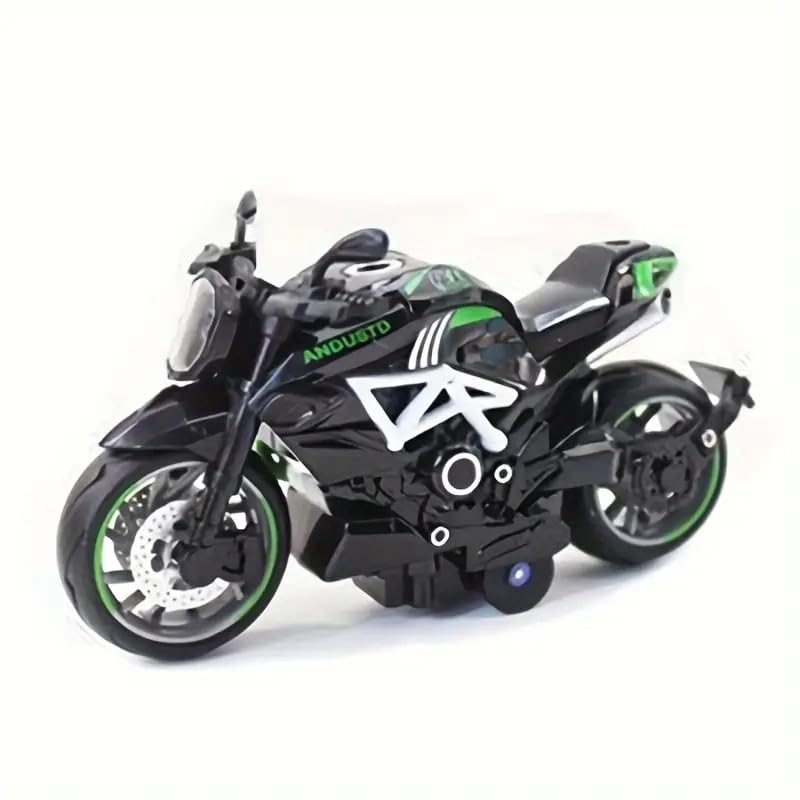 Smily Buds - 1:14 Scale Die-Cast Bike Pull Back Motorbike with Moving Handle Motorcycle Toy for Kids Birthday Gift Boys