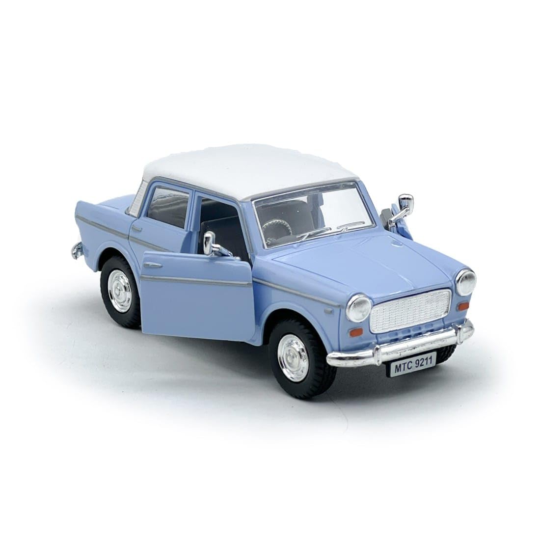 Smily Buds - Queen 70's Classic Toy Cars for Kids Pull Back Openable Doors (Light Blue)