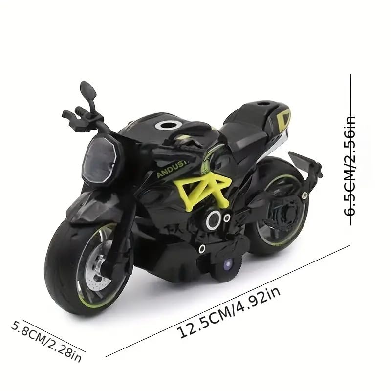 Smily Buds - 1:14 Scale Die-Cast Bike Pull Back Motorbike with Moving Handle Motorcycle Toy for Kids Birthday Gift Boys