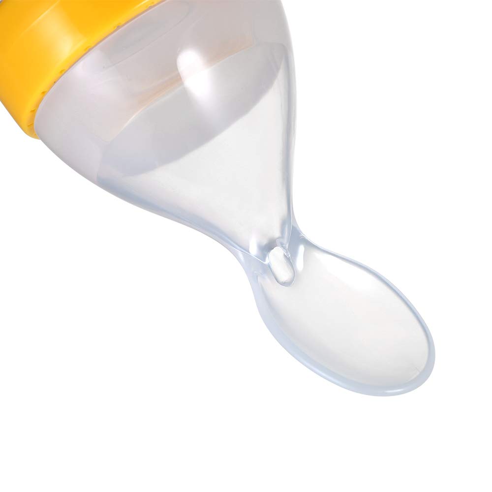 Smily Buds Silicone Squeeze Food Feeder with Feeding Spoon - Yellow