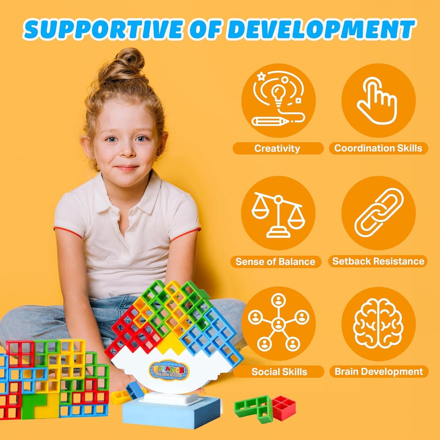 Smily Buds Balance Building Block Game – 32 PCS Colorful Educational Toy for Kids