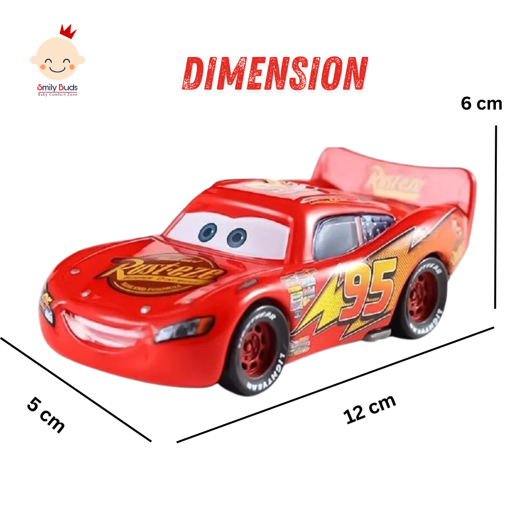 Smily Buds Die-Cast Metal Body MCQueen Disney Car Pull-Back Action, with Lights & Music, Miniature Scaled 1:36