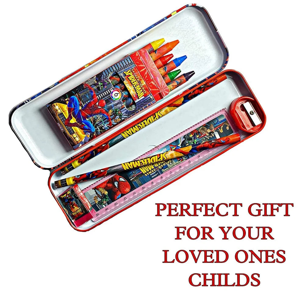 Smily Buds Spiderman Pencil Box Kit for School Kids – Complete Stationery Set School and Birthday Return Gift