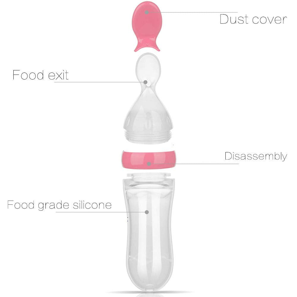 Smily Buds Silicone Squeeze Food Feeder with Feeding Spoon - Pink