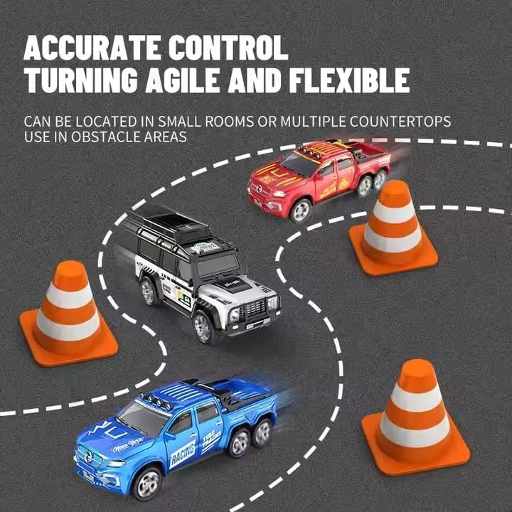 Smily Buds 1:64 Scale Mini Alloy Off-Road RC Car for Kids 6+ Age | USB Rechargeable 2.4Ghz Wireless Remote Control Car Toys Strip Lights