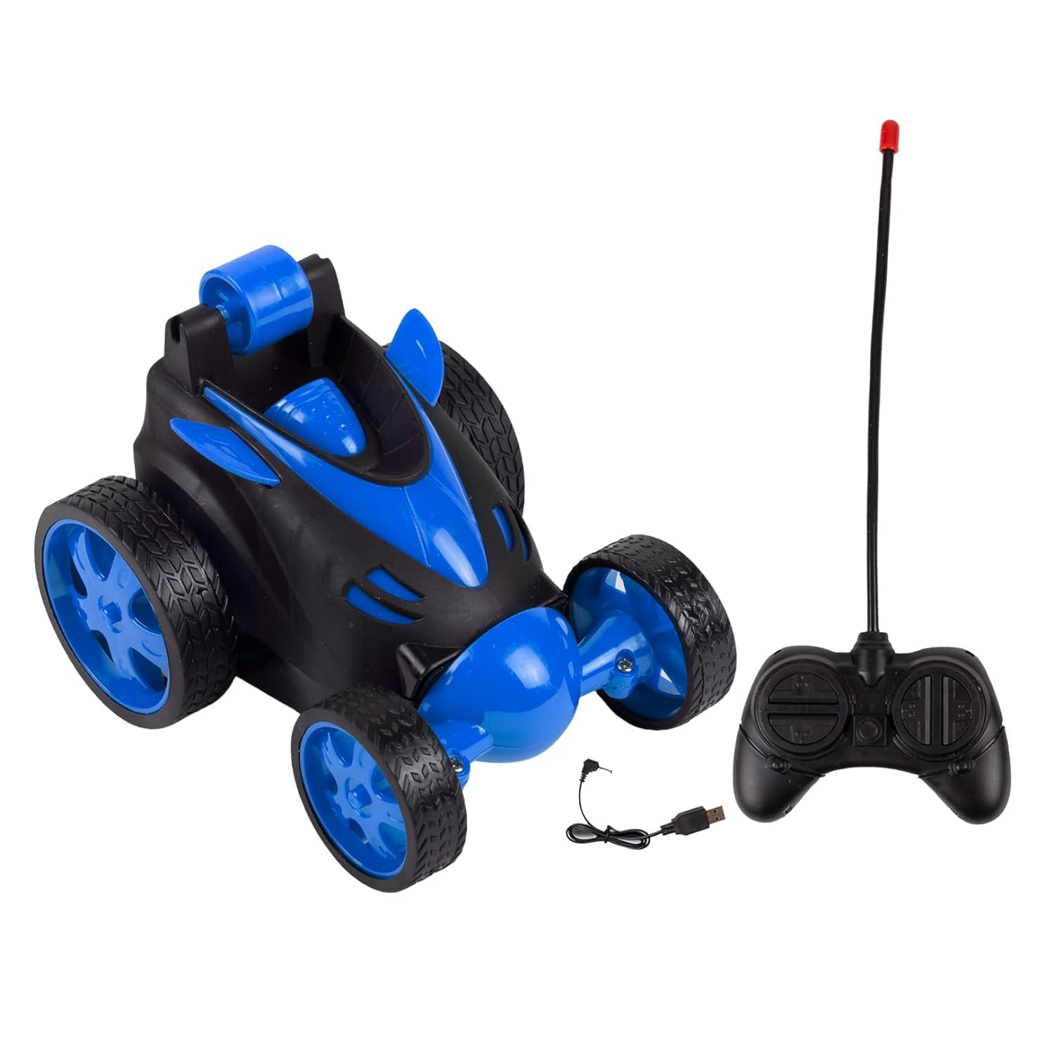 Smily Buds - Rotating & Rolling Rechargeable Small Stunt Racing Car Toy Comes with USB Charging Cable & Remote Controller