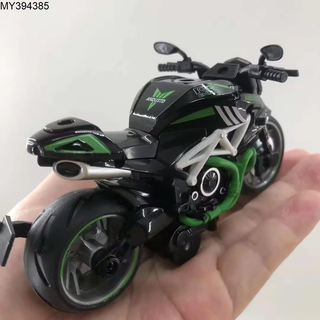 Smily Buds - 1:14 Scale Die-Cast Bike Pull Back Motorbike with Moving Handle Motorcycle Toy for Kids Birthday Gift Boys