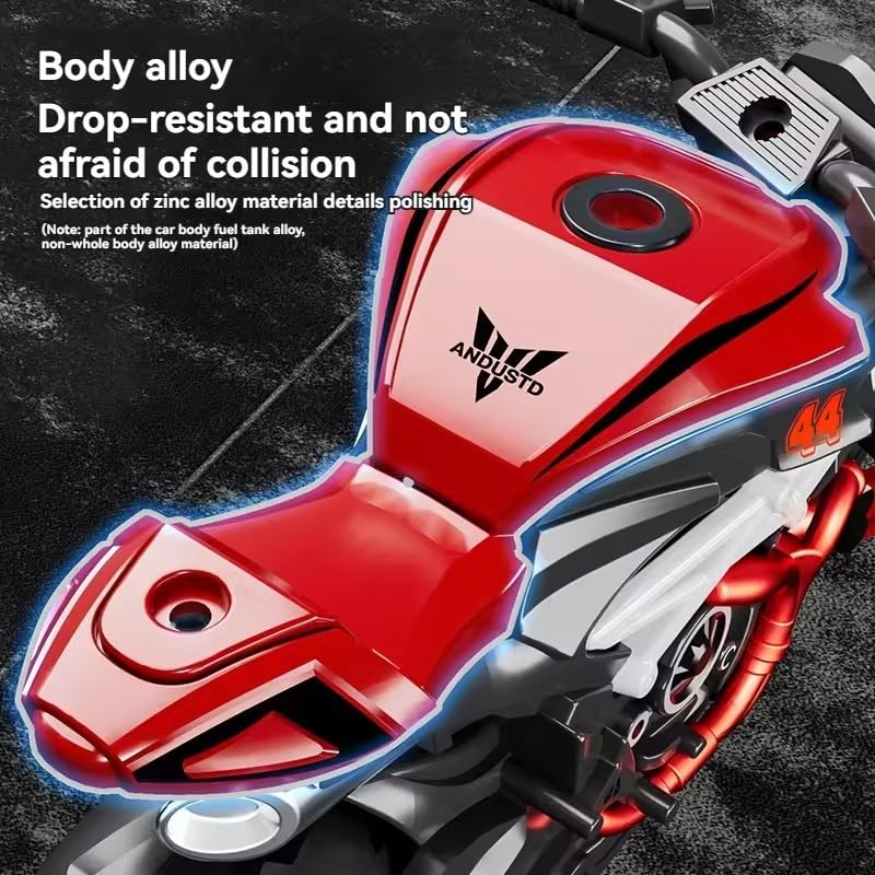 Smily Buds - 1:14 Scale Die-Cast Bike Pull Back Motorbike with Moving Handle Motorcycle Toy for Kids Birthday Gift Boys