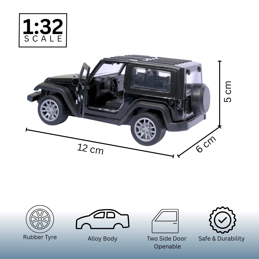 Smily Buds Mahindra Thar Die-cast Metal Pullback with Openable Doors | 1:36 Scale