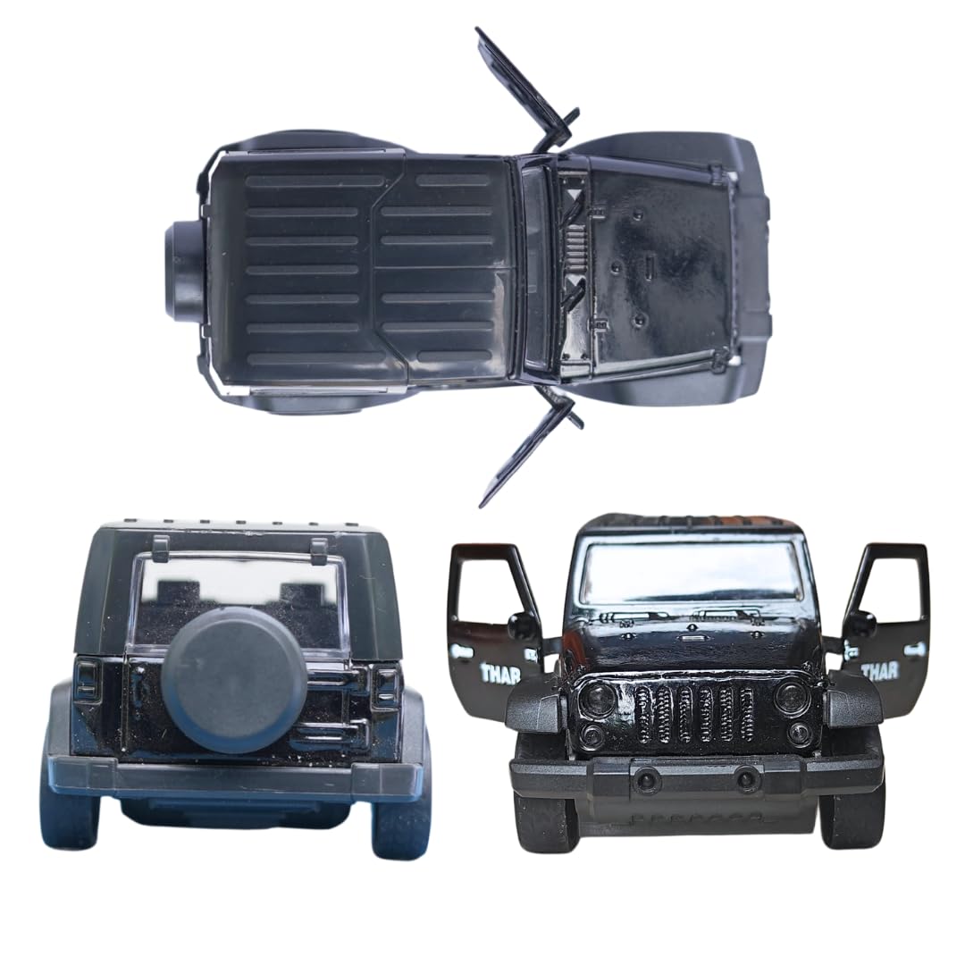 Smily Buds Mahindra Thar Die-cast Metal Pullback with Openable Doors | 1:36 Scale