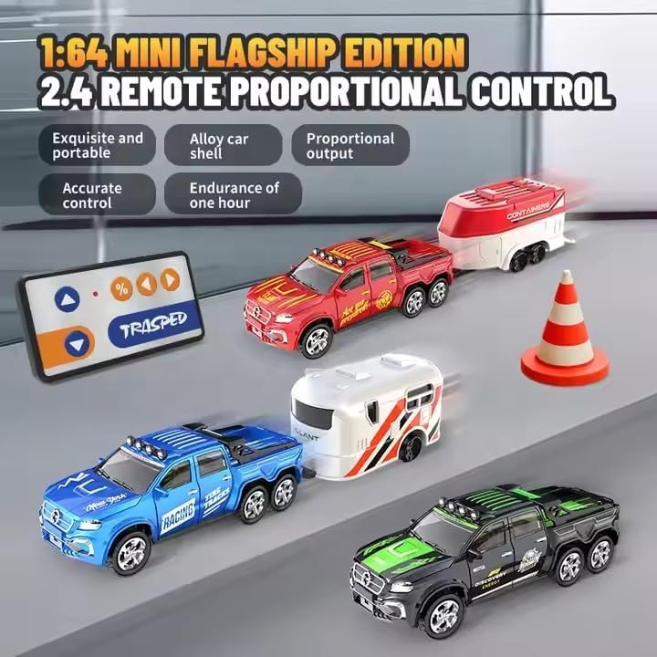 Smily Buds 1:64 Scale Mini Alloy Off-Road RC Car for Kids 6+ Age | USB Rechargeable 2.4Ghz Wireless Remote Control Car Toys Strip Lights