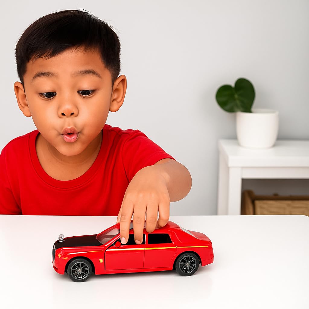 Smily Buds - Rolls-Royce Phantom Premium 1:36 Scale Die-Cast Metal Pull-Back Openable Doors, Lights and Music Car Toy