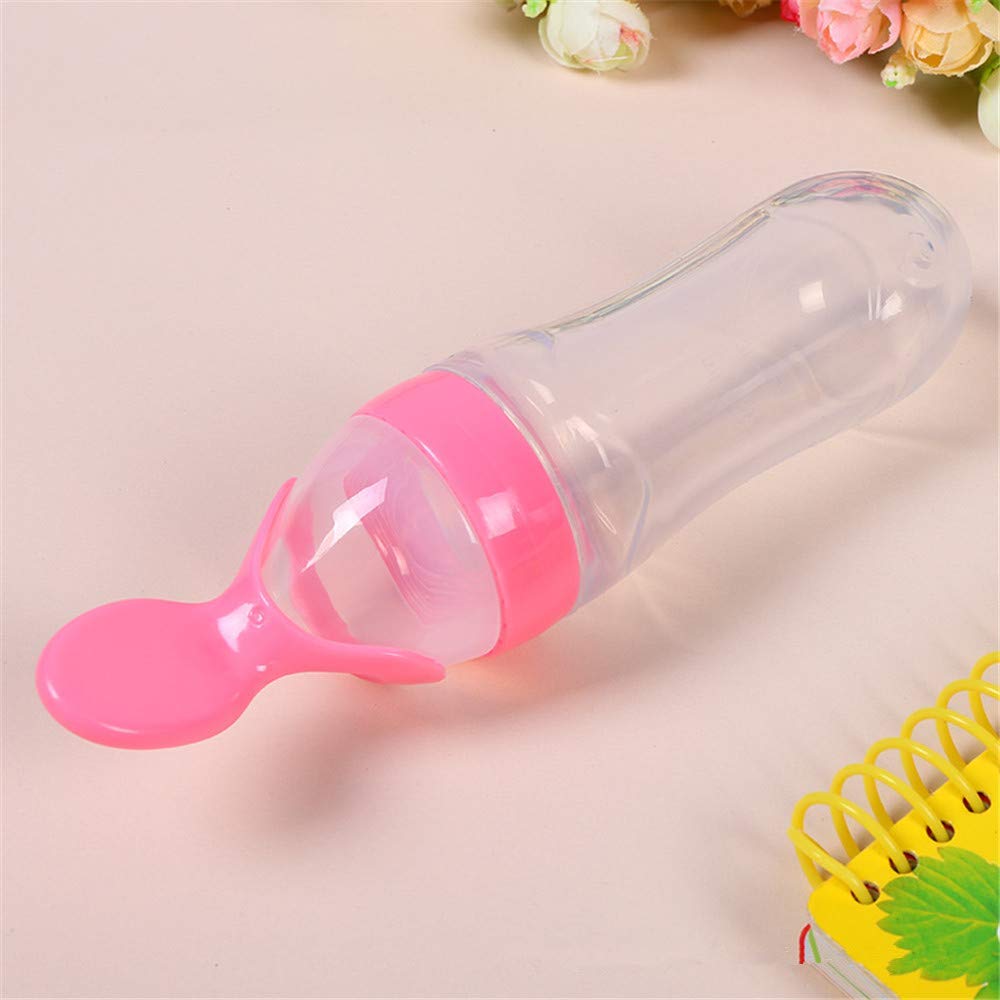 Smily Buds Silicone Squeeze Food Feeder with Feeding Spoon - Pink