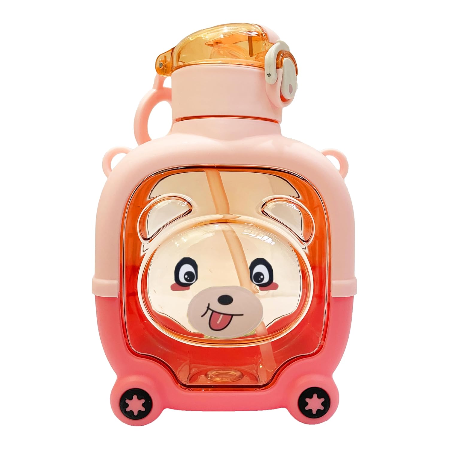 Smily Buds - Teddy Bear Water Bottle, Leakproof and BPA-Free, Insulated Sipper for Kids - Pink - Smily Buds