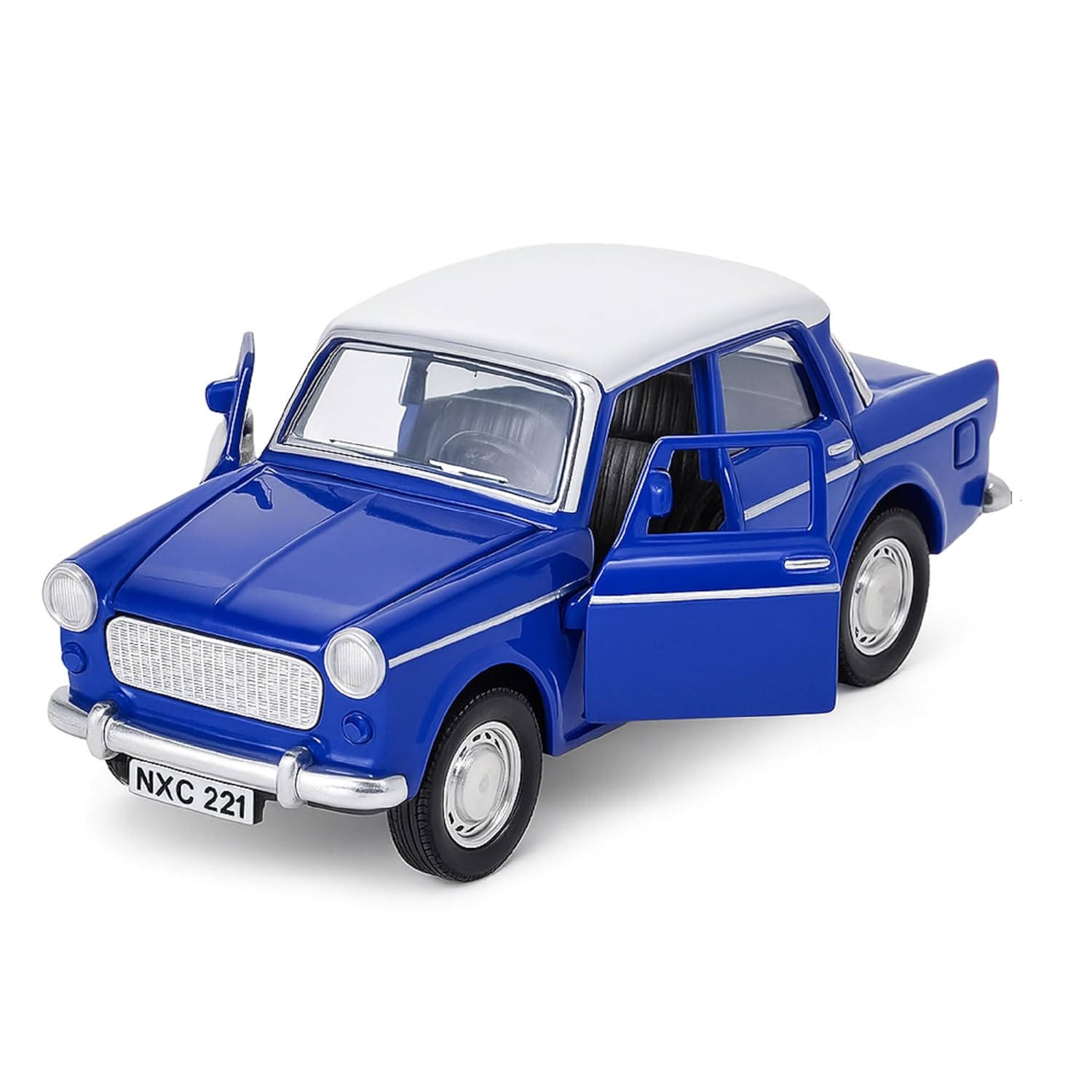 Smily Buds - Vintage Model MTC 9211 Padmini Fiat Classic Toy Pull Back Cars