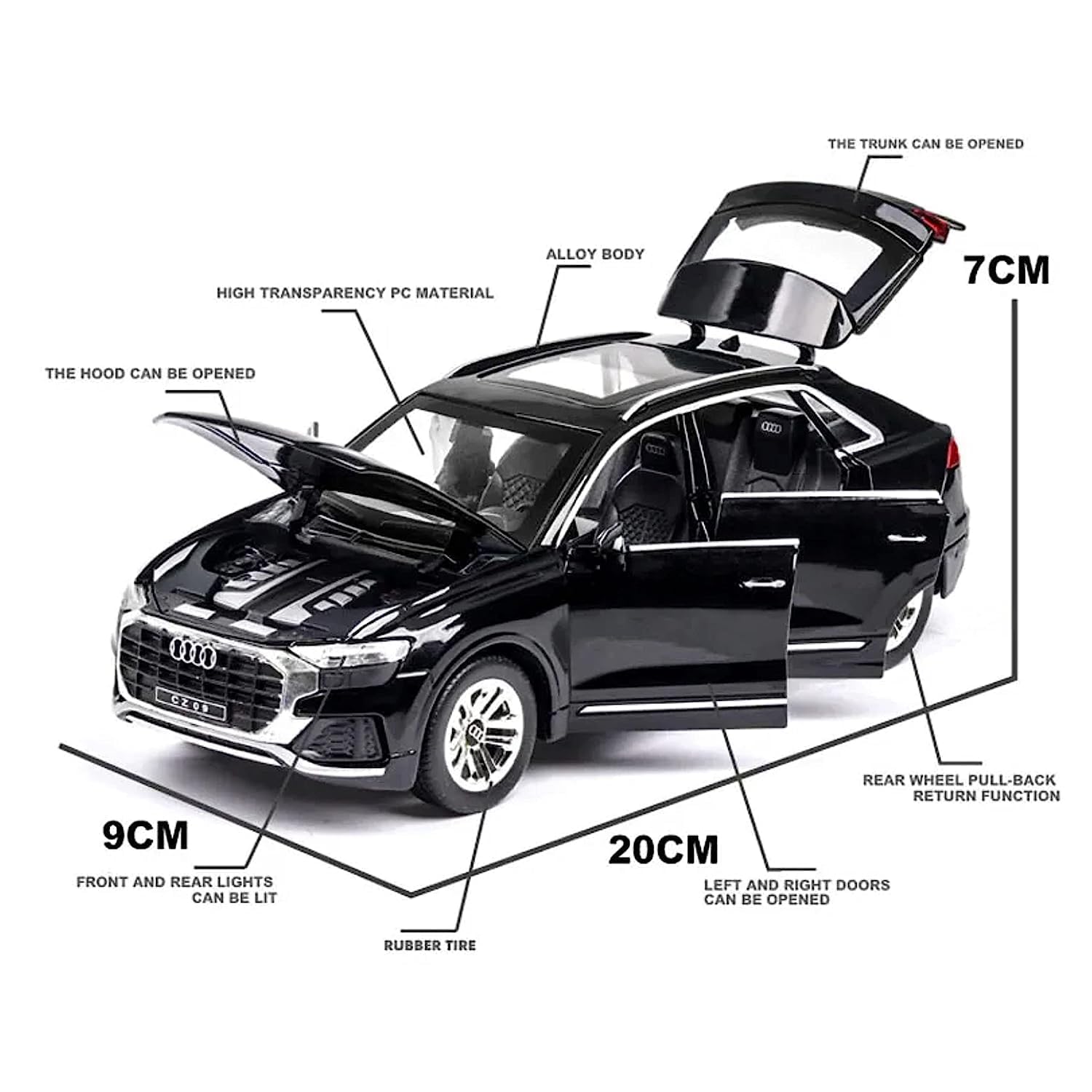 Smily Buds - Diecast Metal Audi Q8 SUV Simulation Alloy Car Model Toy with Sound Light