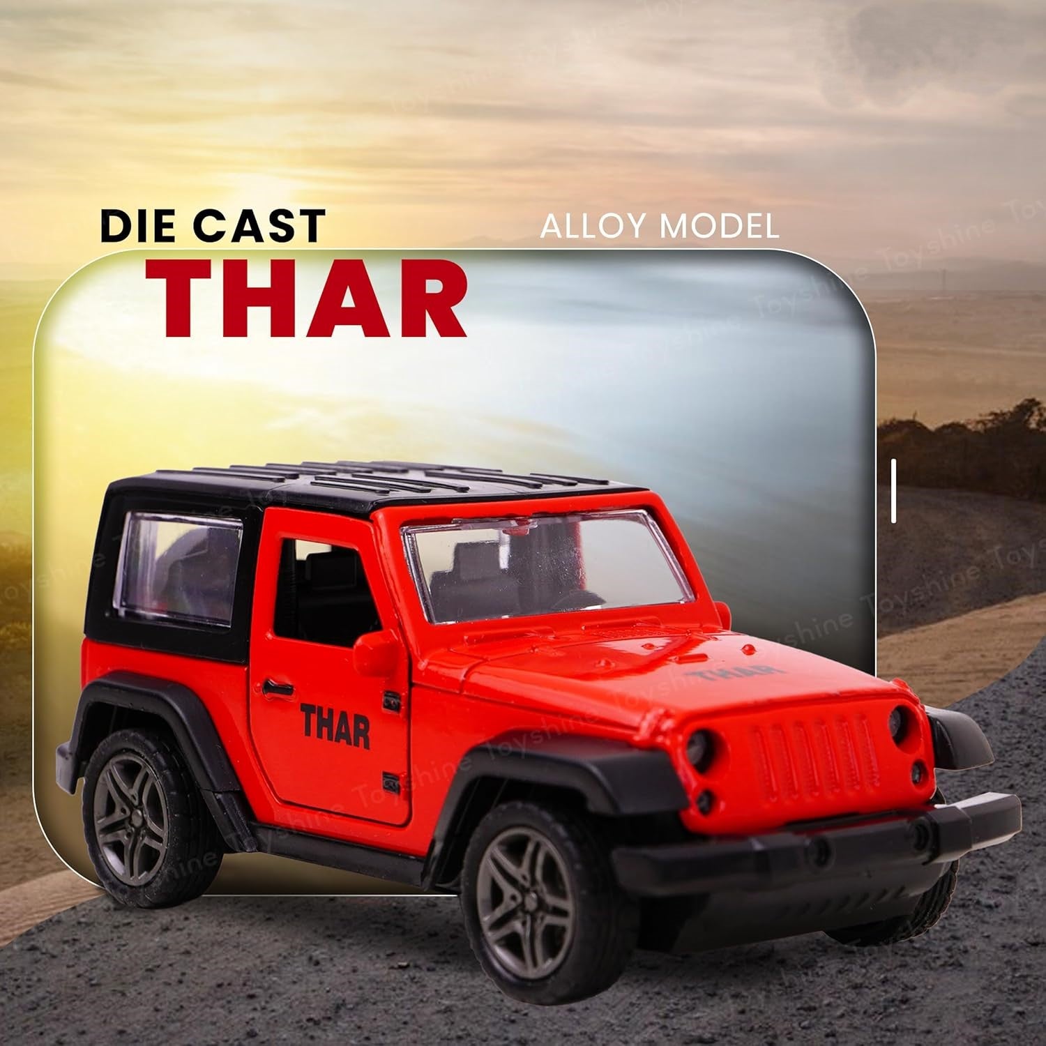 Smily Buds Mahindra Thar Die-cast Metal Pullback with Openable Doors | 1:36 Scale