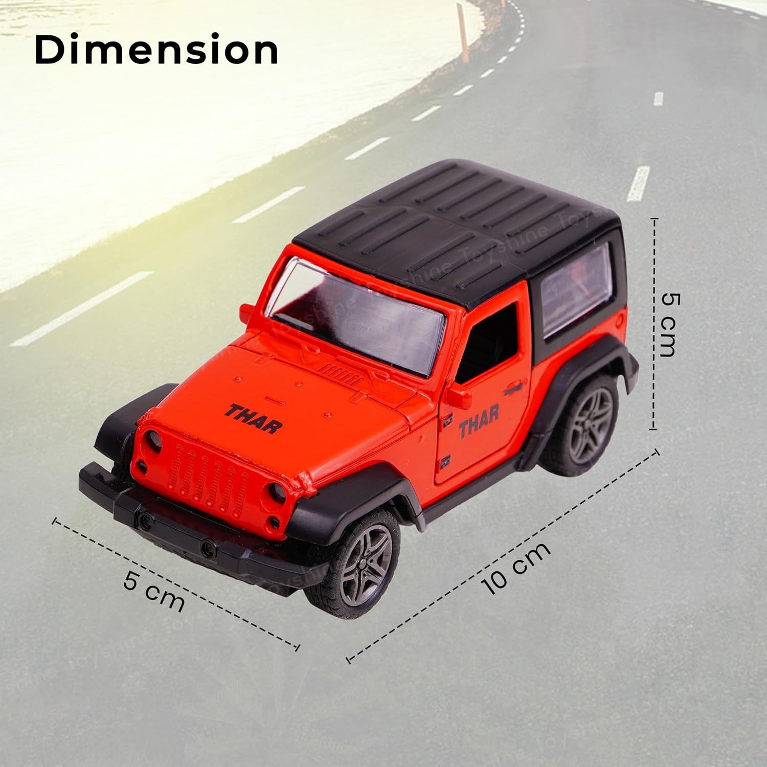 Smily Buds Mahindra Thar Die-cast Metal Pullback with Openable Doors | 1:36 Scale