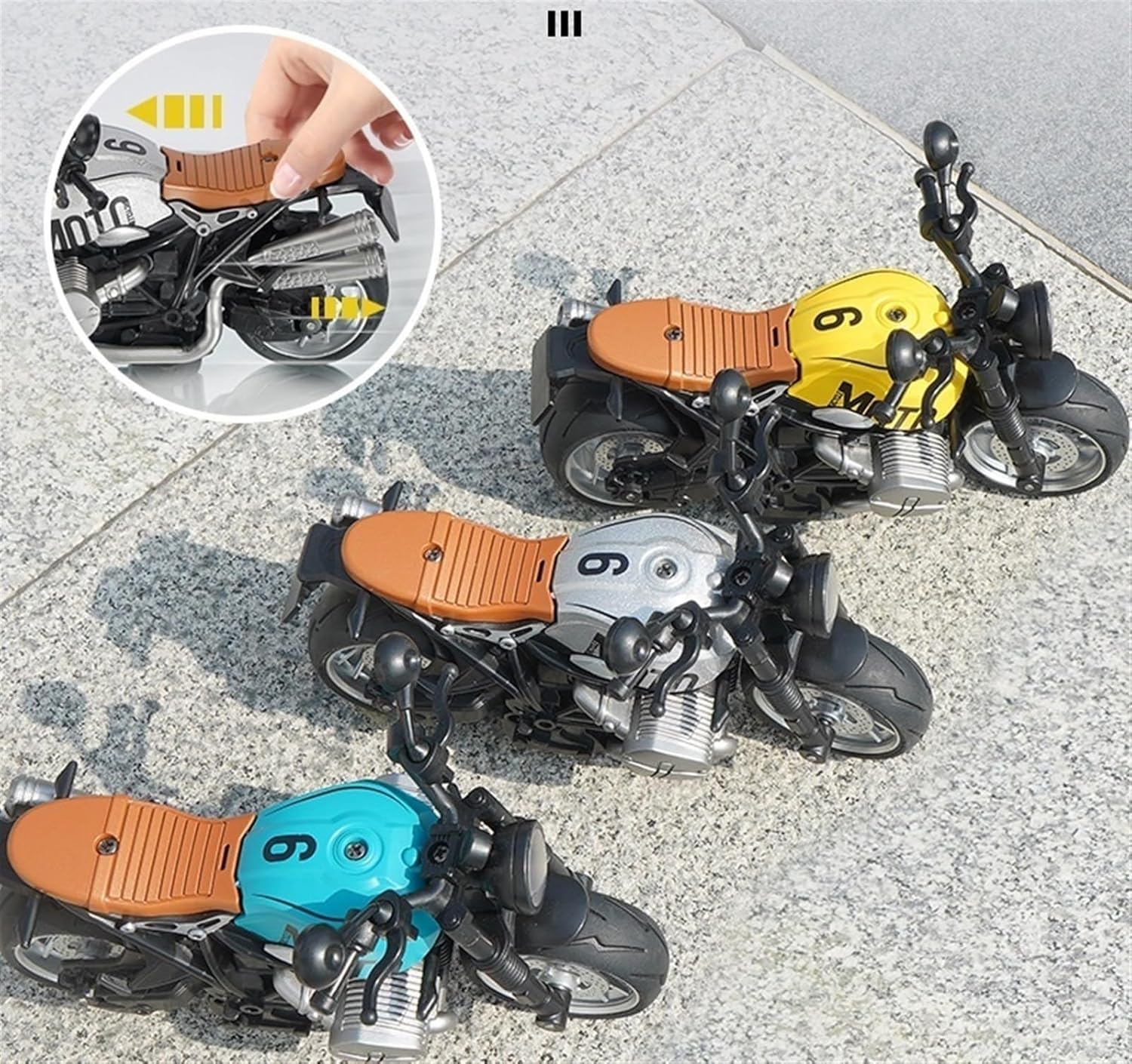 Smily Buds - 1:14 Scale Die-Cast Bike Pull Back Motorbike with Moving Handle Motorcycle Toy for Kids Birthday Gift Boys