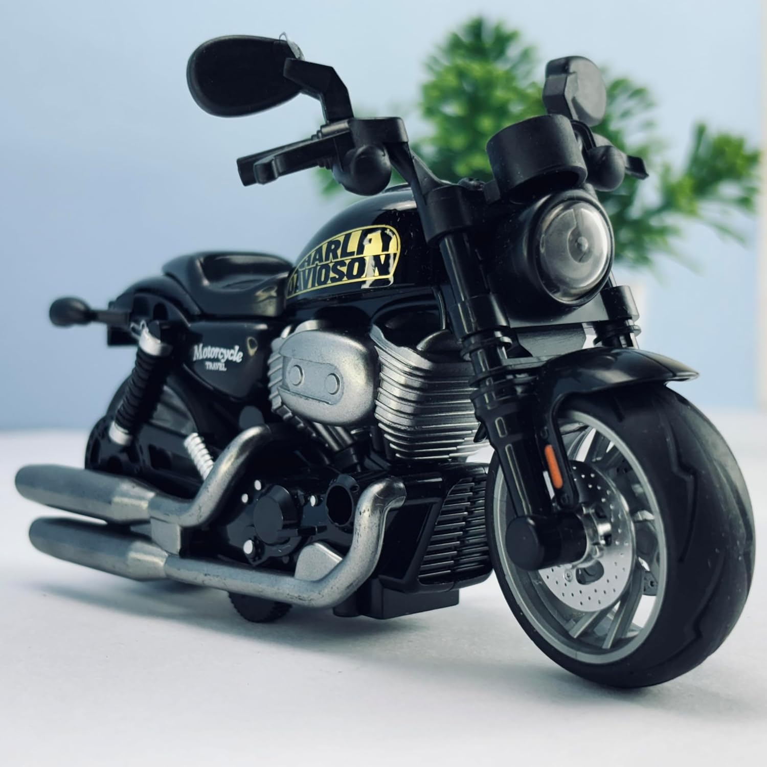 Smily Buds - 1:14 Scale Die-Cast Bike Pull Back Motorbike with Moving Handle Motorcycle Toy for Kids Birthday Gift Boys