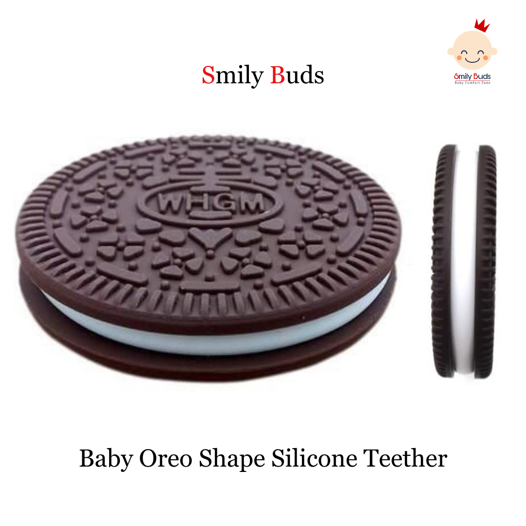 Smily Buds Silicone Oreo Shape Cookie/Biscuit Baby Teether Toys & Gum Massagers Teether