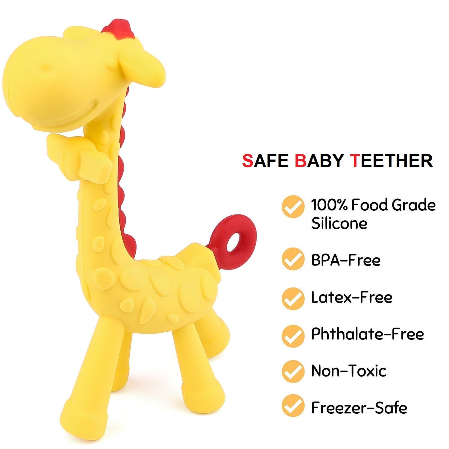 Smily Buds Giraffe Shape Food Grade| BPA Free Silicone Teething Soft Teether for Baby Teether