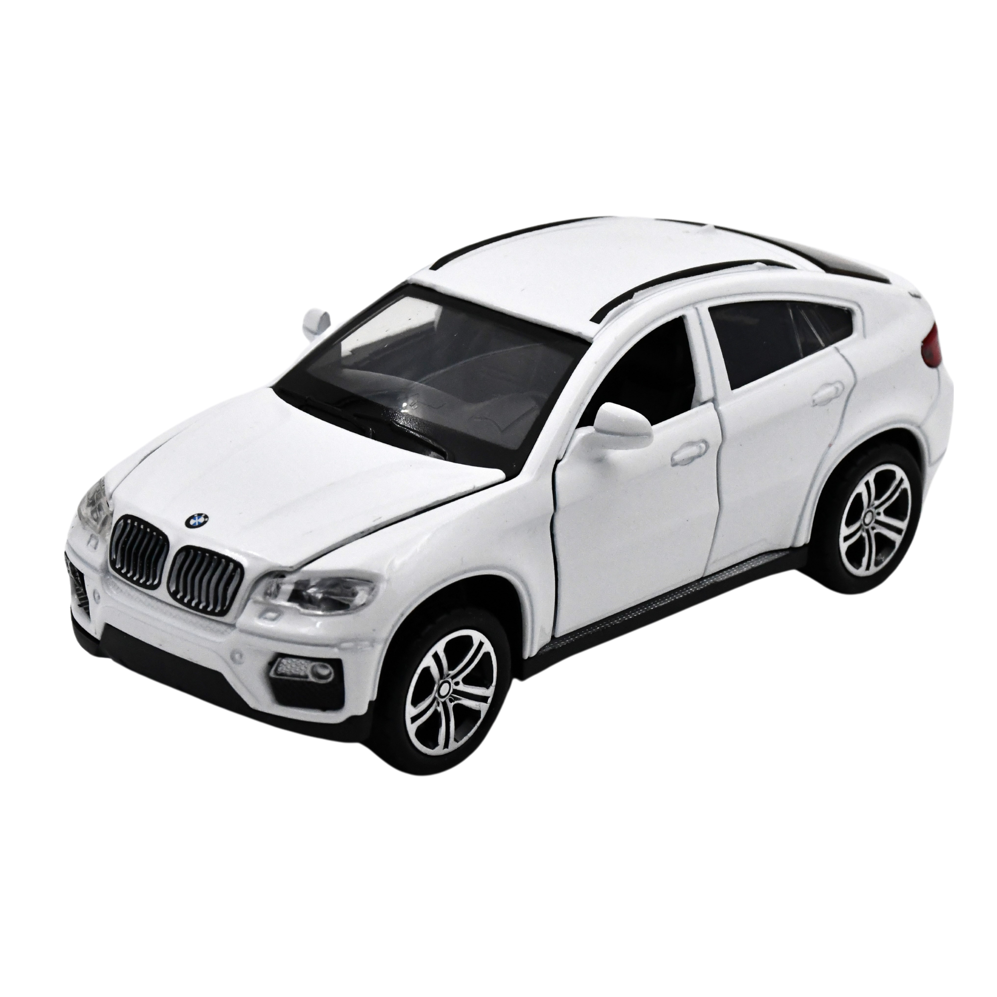 Smily Buds - Diecast Metal Car Model BMW Toy Cars for Kids Pull Back Openable Doors, Light & Music - White