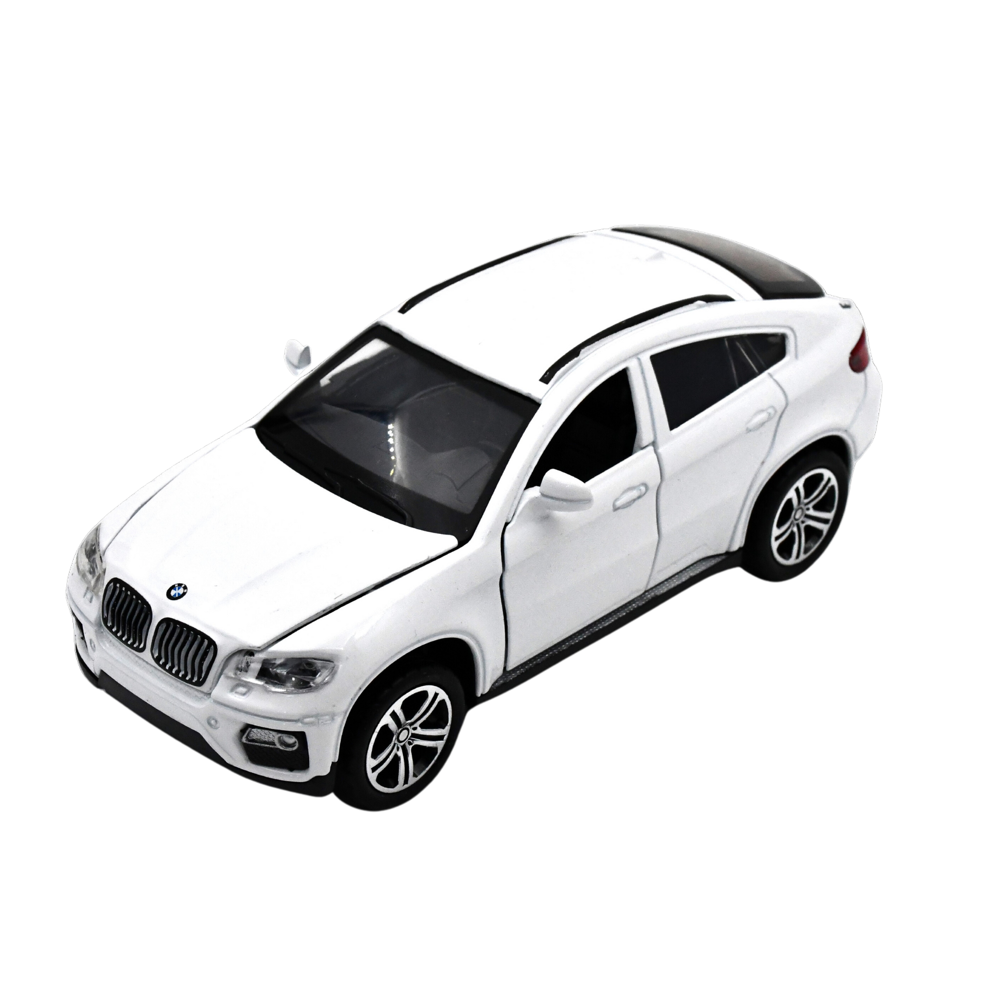 Smily Buds - Diecast Metal Car Model BMW Toy Cars for Kids Pull Back Openable Doors, Light & Music - White