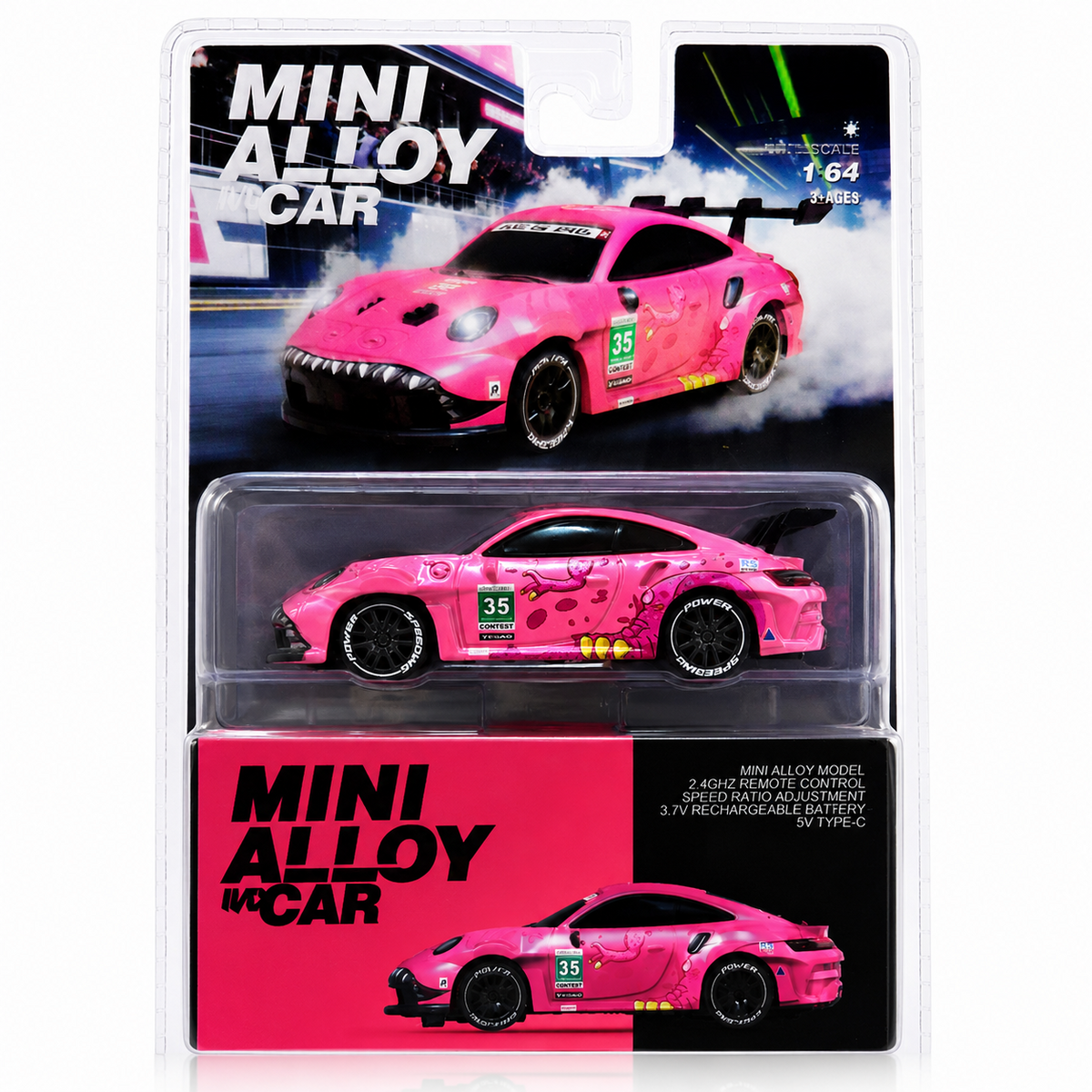 Mini Alloy Off-Road Premium RC Car for Kids 6+ 1:64 Scale Remote Control Car Toys with Strip Lights, 2.4Ghz, USB Rechargeable (Pink)