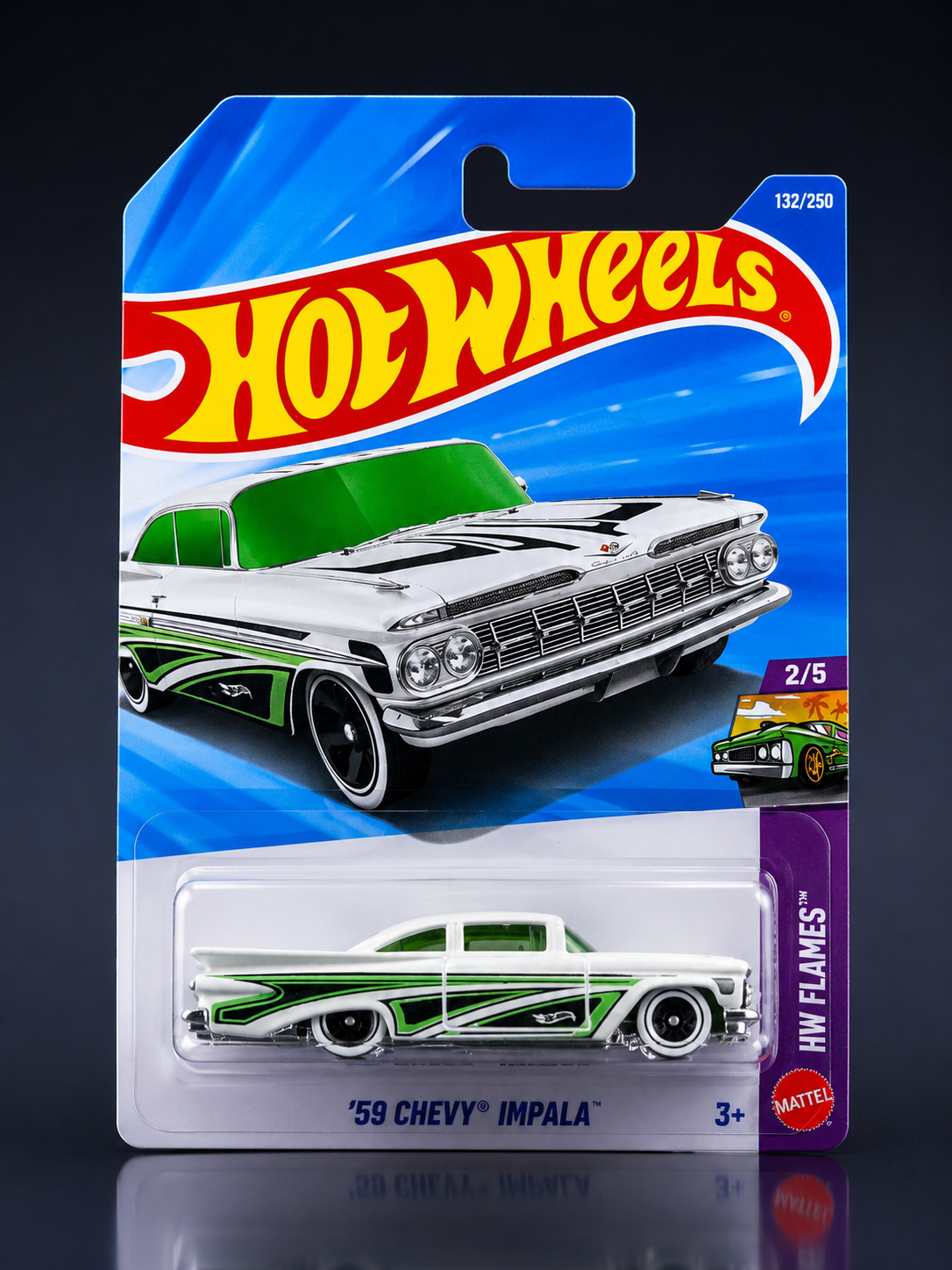 Smily Buds- Hot Wheels 59 Chevy Impala Layin Low Ages 3 and Up 44/250 (White)