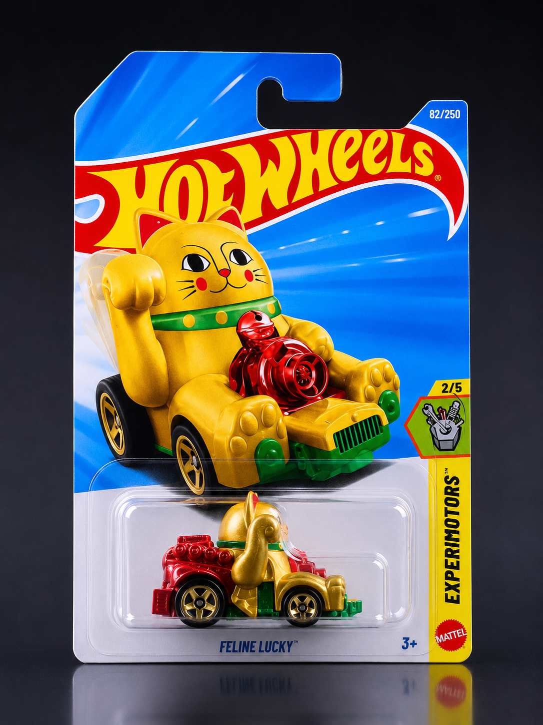 Smily Buds - Hot Wheels Feline Lucky [Gold Cat] Experimotors 2/5, 92/250, 1:64 Scale Diecast Toy Vehicle